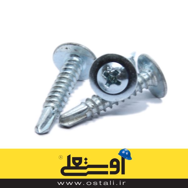 پیچ سرمته چهارسو گالوانیزه واشر دار‏ 25*4.8