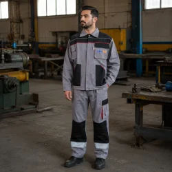 لباس کار دو تکه خاکستری مشکی زیباشیان